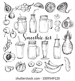 Smoothie set. Vector background