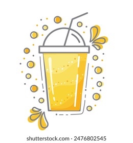 Smoothie and straw, healthy drink, vector, illustration.