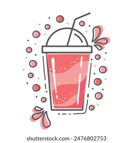 Smoothie and straw, healthy drink, vector, illustration.