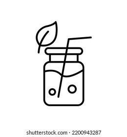 Smoothie and straw line icon. Simple element illustration.  Smoothie and straw concept outline symbol design.