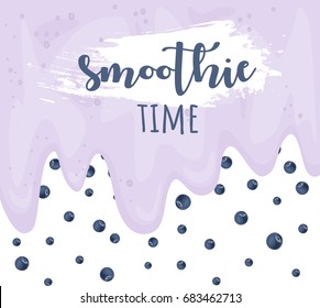 Smoothie time. Blueberry yogurt detox concept. Vector background. Hand drawn illustration.