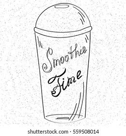 Smoothie time hand lettering phrase.Hand drawn lettering design. Typography posters, cards and t-shirt design. Vector illustration.