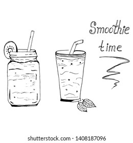 Smoothie time, sketch, vector illustration