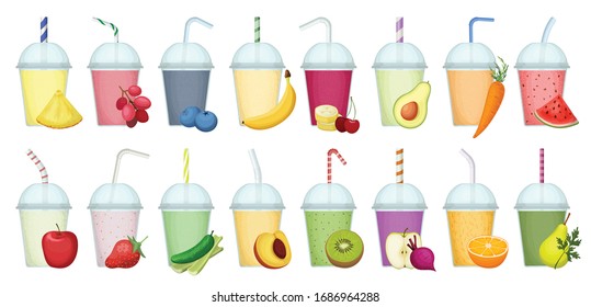 Smoothie vector cartoon set icon. Vector illustration fresh juice on white background. Isolated cartoon set icon smoothie.