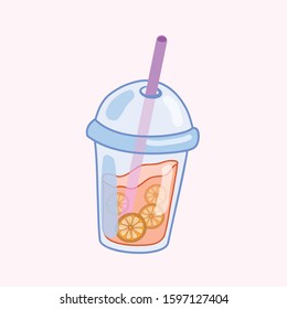 Smoothie. Vector flat illustration of a glass with a drink