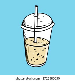 Smoothie vector illustration isolated on blue background. Design for menu cafe and bar.