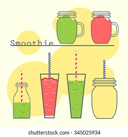 Smoothie vector jars set.