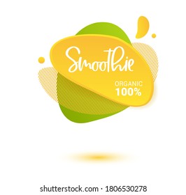 Smoothie vector label. Bright and shine stickers, labels, tags and banners for smoothie. For badges of fresh market, detox, farmers market, eco shop, smoothies drinks, juice cafe, green bar