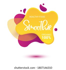 Smoothie vector label. Bright and shine stickers, labels, tags and banners for smoothie. For badges of fresh market, detox, farmers market, eco shop, smoothies drinks, juice cafe, green bar