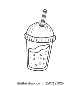 Smoothie Vector linear illustration of a glass with a drink