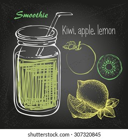 smoothie vector sketch. Natural bio drink, healthy organic food. Hand drawn vector illustration in doodle style