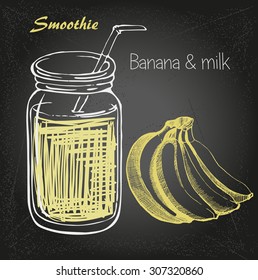 smoothie vector sketch. Natural bio drink, healthy organic food. Hand drawn vector illustration in doodle style