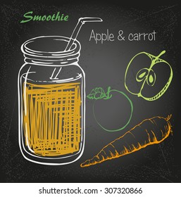 smoothie vector sketch. Natural bio drink, healthy organic food. Hand drawn vector illustration in doodle style