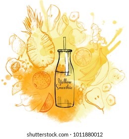 Smoothie. watercolor vector background 