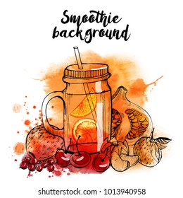 Smoothie. watercolor vector background