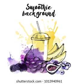 Smoothie. watercolor vector background