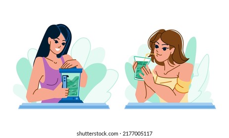 smoothie woman vector. juice drink, healthy fruit, fresh diet, shake food smoothie woman character. people flat cartoon illustration