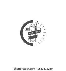 Smoothies or beverage vector with badge symbol and cup, used for display menu template.
