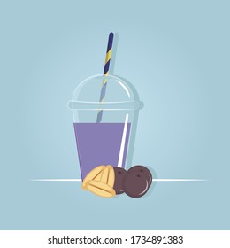 Smoothies with blackcurrant and banana. Vector illustration 2