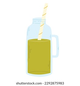 Smoothies in a Bottle. Flat style. Vector illustration. Hand drawn bottle with smoothie, lemonade, cocktail. Detox smoothie.