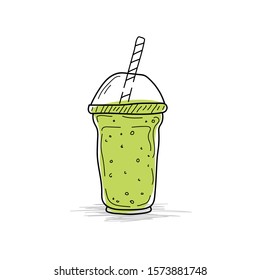 Smoothies or detox cocktail day poster in doodle style. Set of hand drawn ingredients for a cocktail or detox drink in a mason cup or jar. Healthly food. Vector illustration Great for poster, banner.