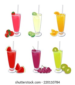 smoothies fruit on white background