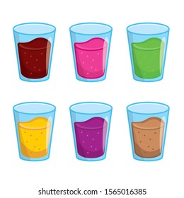 Smoothies in glass vector illustration with different color isolated on white background 
