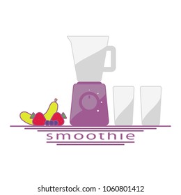Smoothies and juice.Blender mixer, with fruit.Helthy foods.Vector illustrations.