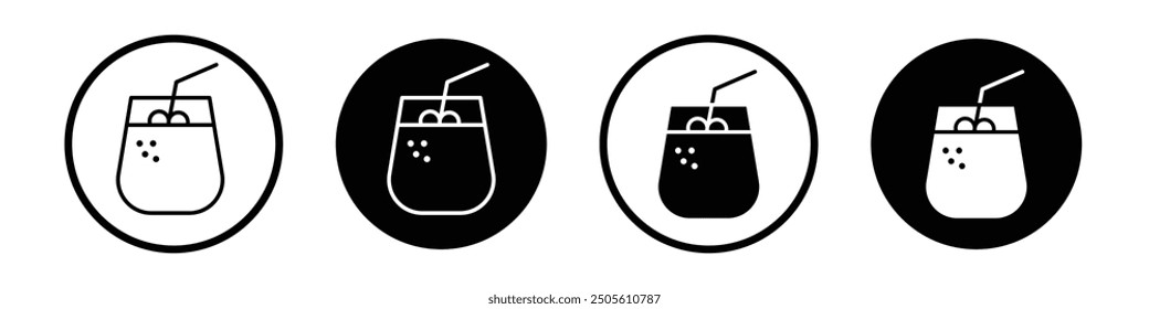 Smoothies vector icon set black filled and outlined style.