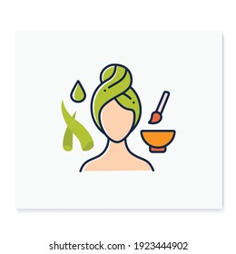 Smoothing aloe mask color icon. Natural aloe facing mask, spa procedures. Natural skincare concept. Facial beauty treatment. Isolated vector illustration