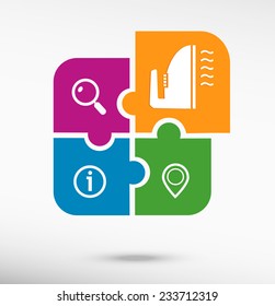 Smoothing icon on colorful jigsaw puzzle 