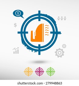 Smoothing icon on target icons background. Flat illustration.