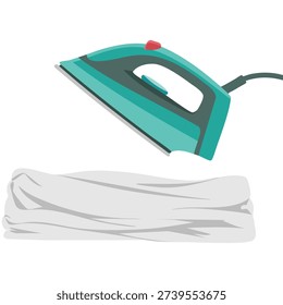 Smoothing iron generating steam clouds household appliance isolated vector illustration on white background