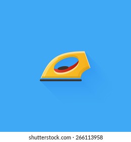 Smoothing iron illustration in flat style with long shadow. Scalable vector eps illustration. 