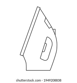 Icono de contorno de hierro suave. Signo de hierro delgado aislado en fondo blanco. Ilustración vectorial para el diseño web. Pequeño aparato para el hogar. Símbolo de la herramienta doméstica.