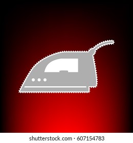 Smoothing Iron sign. Postage stam or old photo style on red-black gradient background.