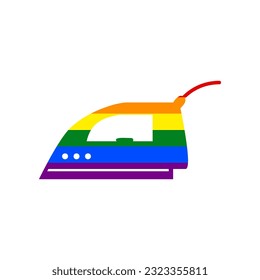 Smoothing Iron sign. Rainbow gay LGBT rights colored Icon at white Background. Illustration.