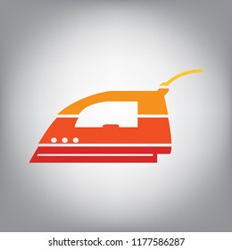 Smoothing Iron sign. Vector. Horizontally sliced icon with colors from sunny gradient in gray background.