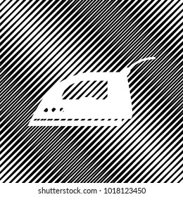 Smoothing Iron sign. Vector. Icon. Hole in moire background.