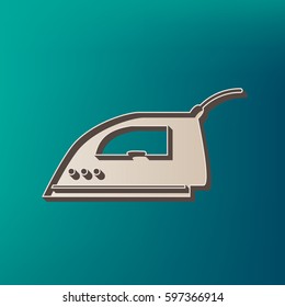 Smoothing Iron sign. Vector. Icon printed at 3d on sea color background.