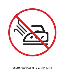 Icono del vector de hierro suave. Diseño de letreros planos de hierro suave. Pictograma de símbolo de hierro suave. Icono de advertencia, precaución, atención, etiqueta de restricción