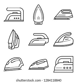 Iconos de hierro suave. Conjunto de esquemas de iconos vectoriales de hierro suavizado para el diseño web aislado en fondo blanco