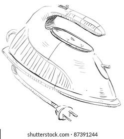 Smoothing-iron. Sketch icon in cartoon doodle style