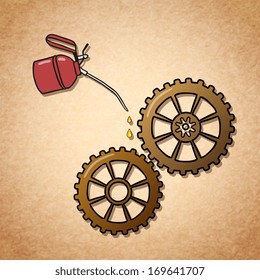 Smoothly spinning cogs and gears symbol vector illustration