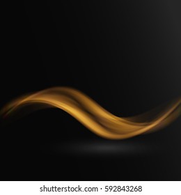 Smooth,vector,abstract wave of smoke on black background