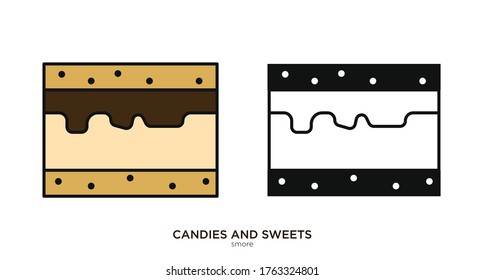 S'more candy vector illustration lineal color and filled design