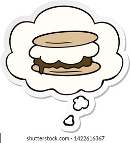 smore cartoon with thought bubble as a printed sticker