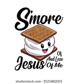 S'mais de jesus e menos de mim T-shirt Design Vetor ilustração Clipart Eps