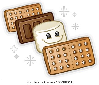 Smores Marshmallow Cartoon Character