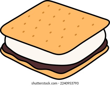 S'Mores Marshmallow Dessert Icon Element Illustration farbige Umrisse